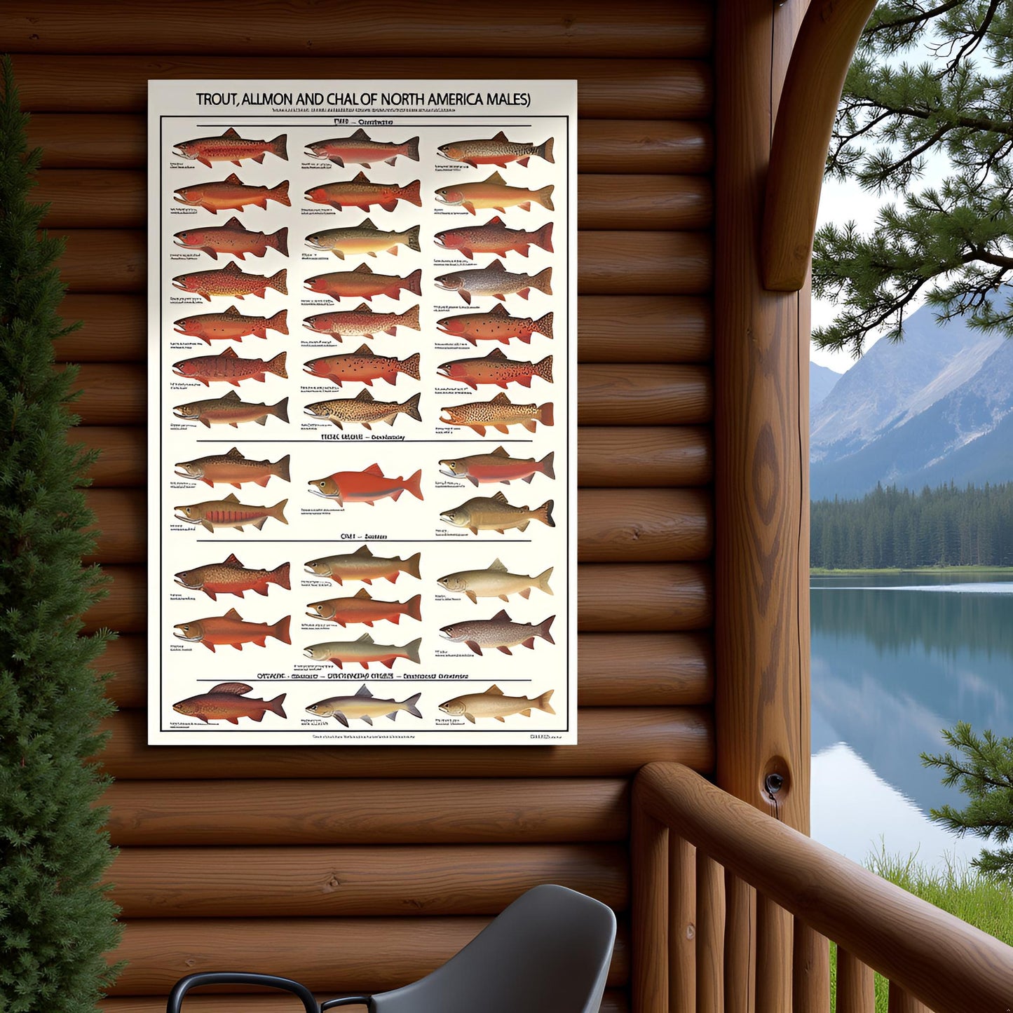 Trout, Salmon and Char ID Art Poster - Males