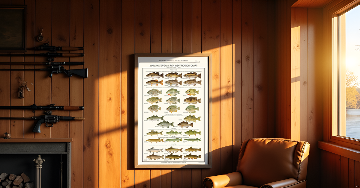 Warmwater Gamefish Poster, Identification Chart and Sport Fisherman's Guide