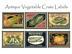 Vegetable Crate Label Note Card Set