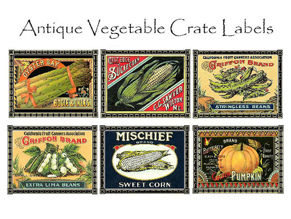 Vegetable Crate Label Notecards