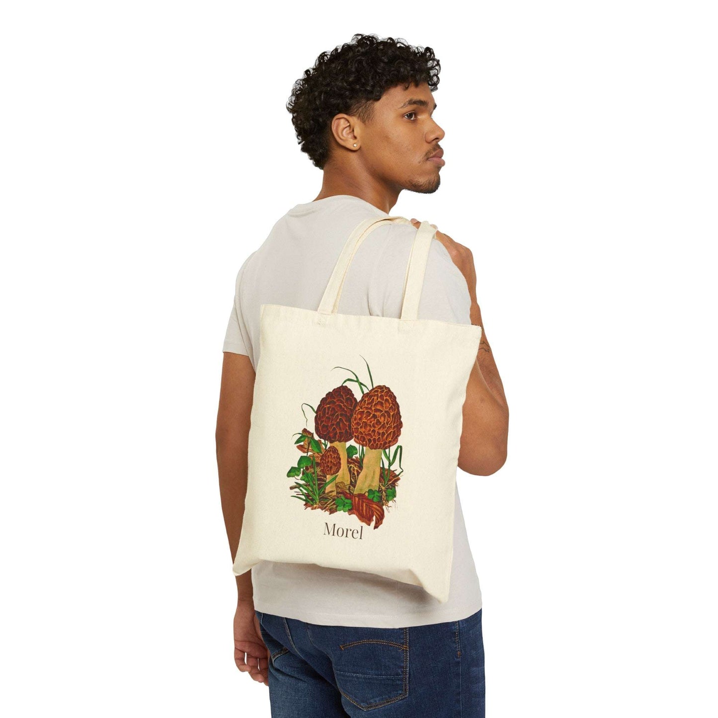 Morel Mushroom Cotton Canvas Tote Bag