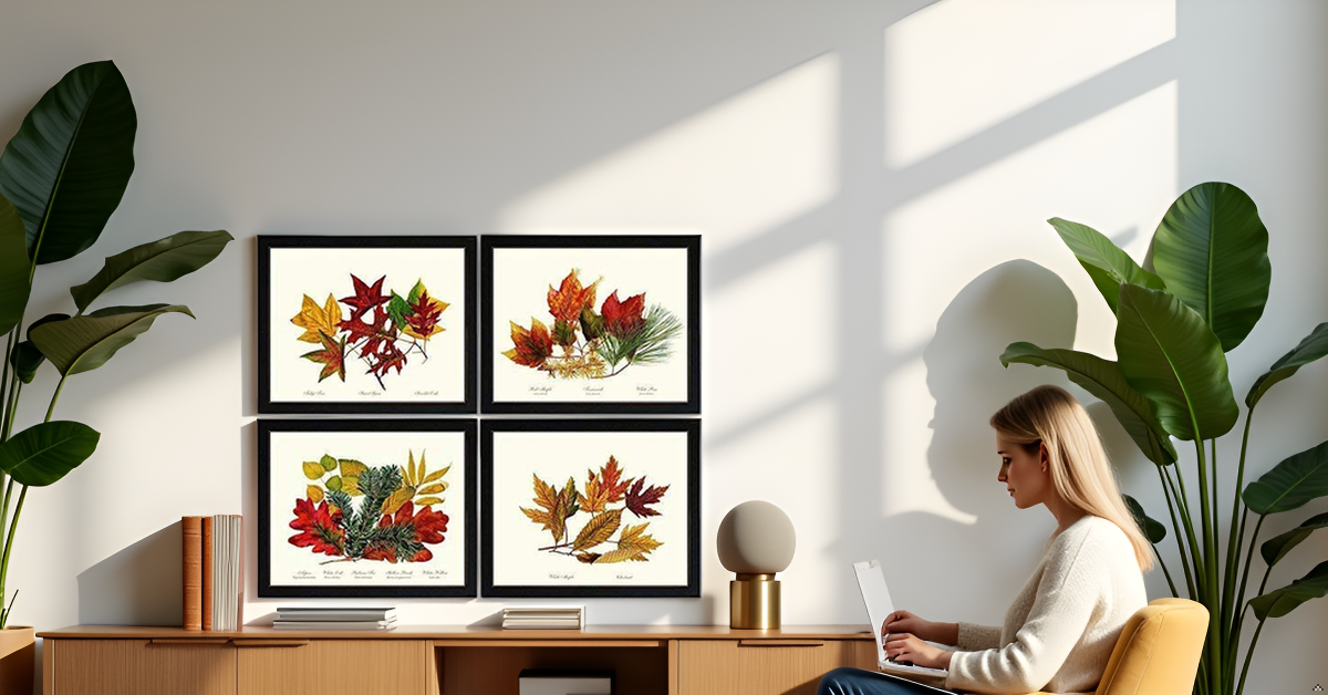 Vintage Autumn Tree Leaf Art Prints
