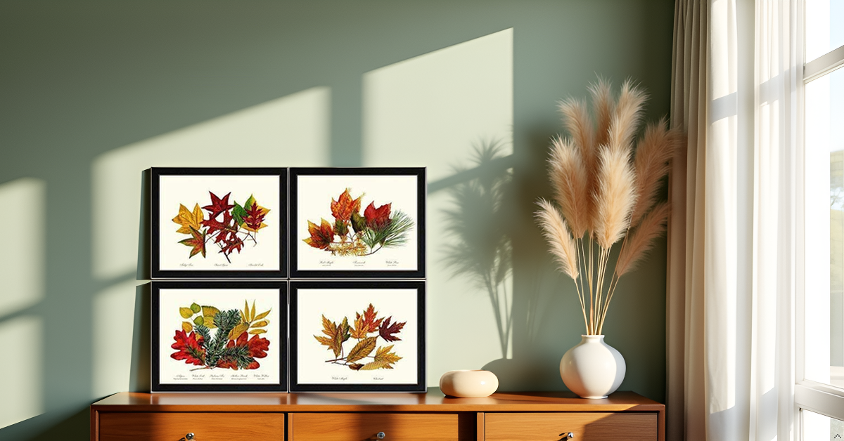 Vintage Autumn Tree Leaf Art Prints