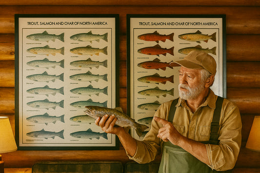 Trout, Salmon Male & Female Identification Chart Set - 12"x18"