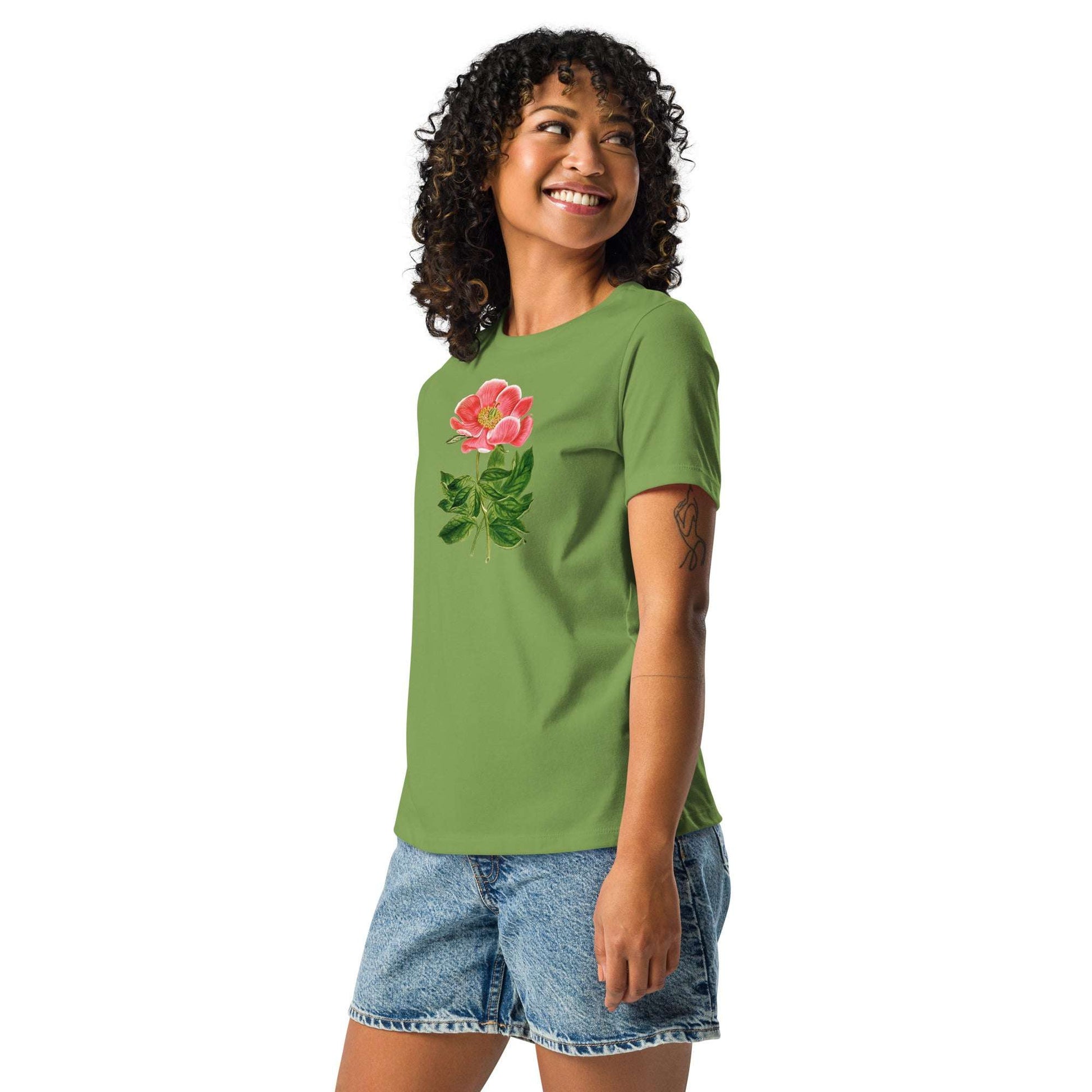 Crimson Flowered Peony - Women's T-Shirt