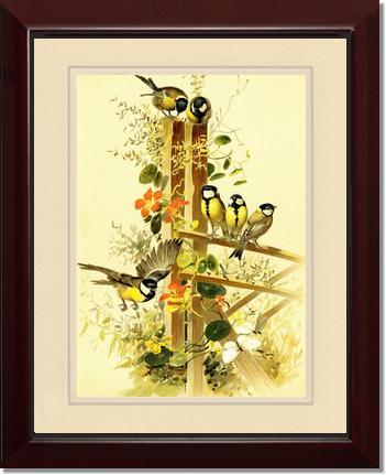 Victorian Print: Great Tits Parus major | Victorian Wall Art Print