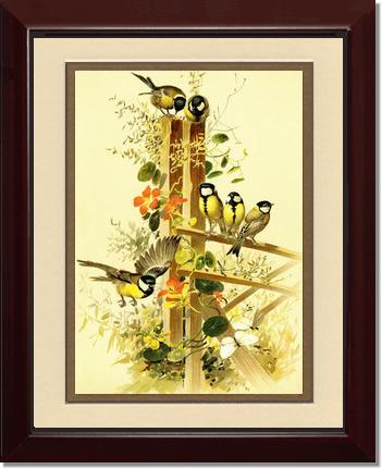 Victorian Print: Great Tits Parus major | Victorian Wall Art Print