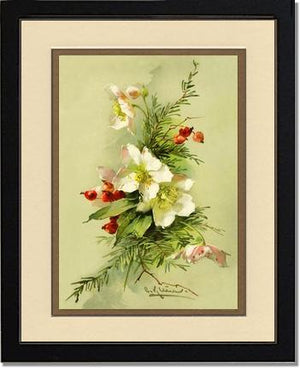 Christmas Rose Vintage Print