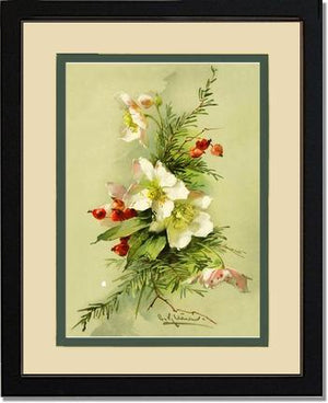 Christmas Rose Vintage Print