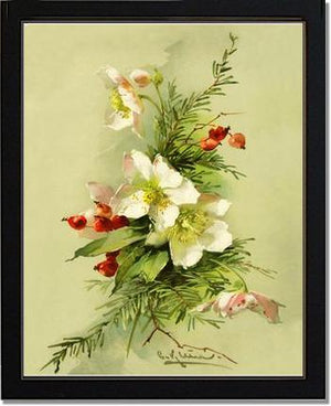 Christmas Rose Vintage Print