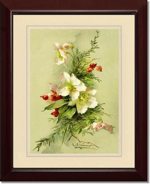 Christmas Rose Vintage Print