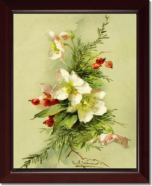 Christmas Rose Vintage Print