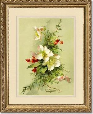 Christmas Rose Vintage Print