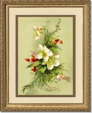 Christmas Rose Vintage Print