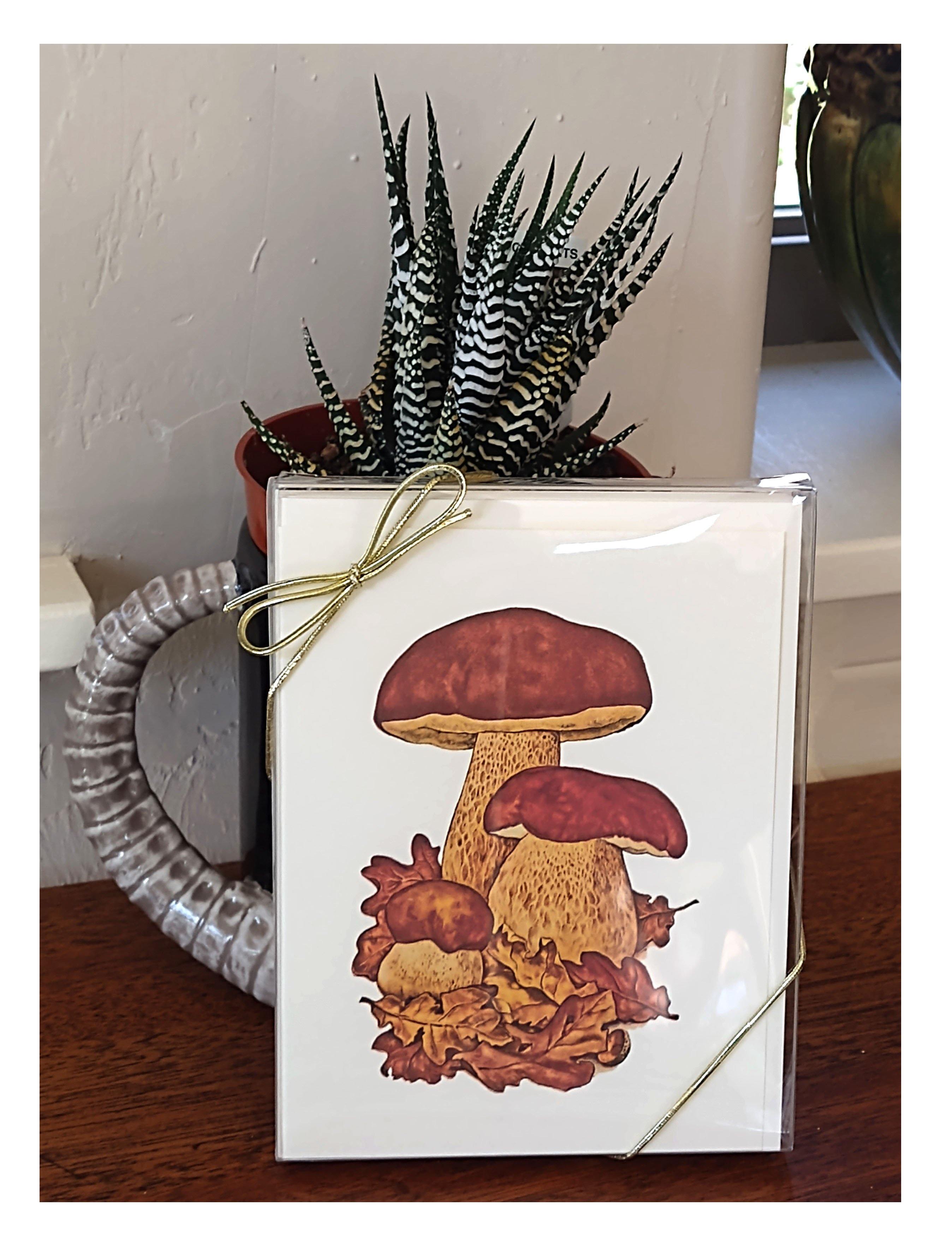 Verdigris Mushrooms- Pack of Custom Note Cards